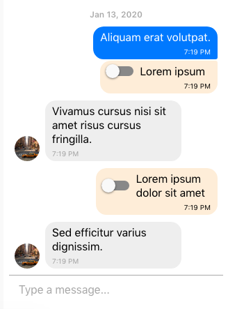 Displaying custom UI controls in the React Native Gifted chat messages